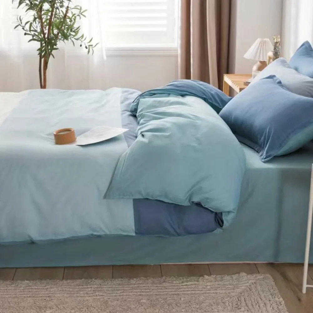 Urban Outfitters Twin Duvet Cover Set Blue Colorblock Bedding Single Bed NEW